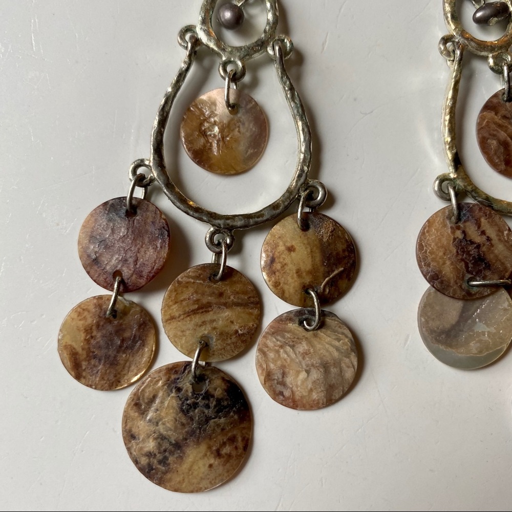 Silver & Shell Dangling Statement Earrings - image 3